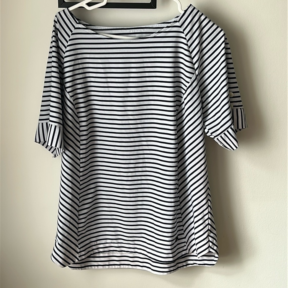 Helly Hansen Blue and White Cuffed Sleeve Sailor Collar Top